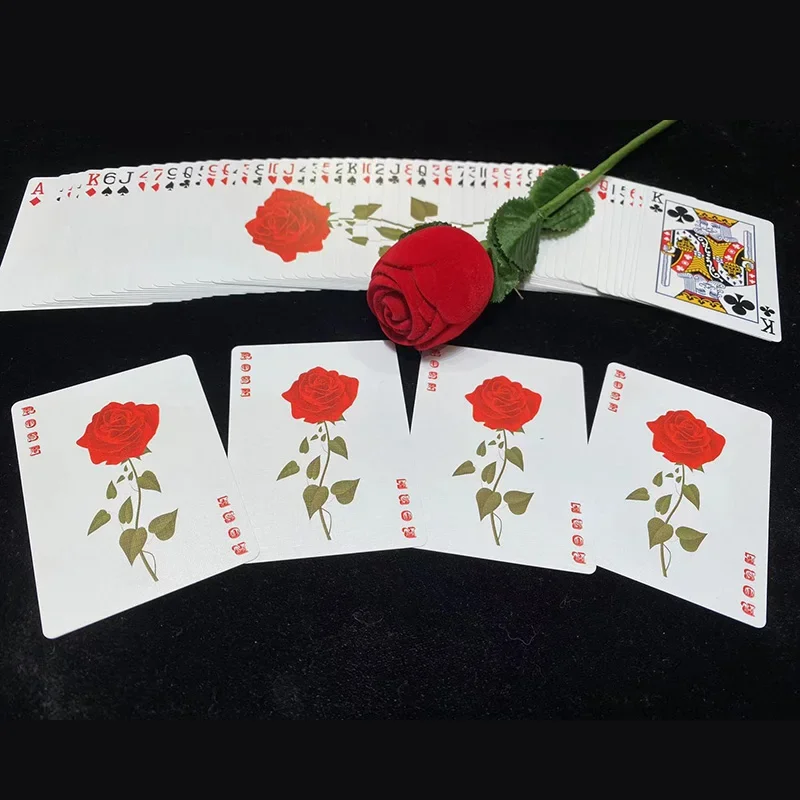 Rose Deck Magic Tricks Ace To Rose Card To Real Rose Apparing Flower Magia Romantic Close Up Illusions Gimmicks Mentalism Puntelli