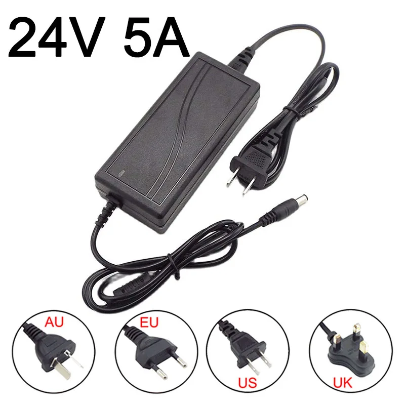 24V 5A 5000ma áram Ajánlattétel Váltóáram Egyenáram Adapter átalakító töltő 100-240vled Transzformátor töltés  24volt számára ledes ligh CCTV camer