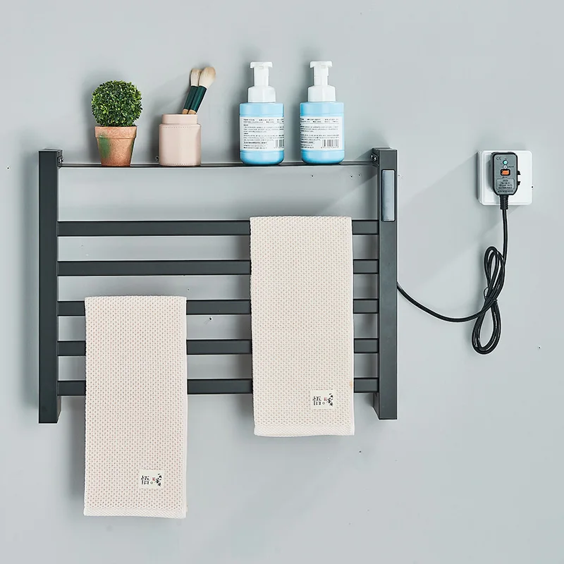 Bathroom Electric Heated Towel Rack with Digital Display Touch Thermostatic Dry Towel 304 Stainless Steel Heater