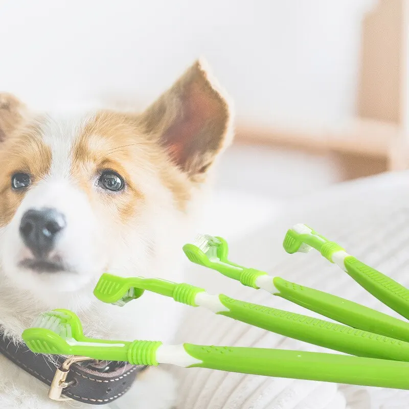 Pet Toothbrush Pet Toothbrush Dog Cleaning Mouth Three Sided Multiangle Cleaning Tartar Teeth Health Care Tool