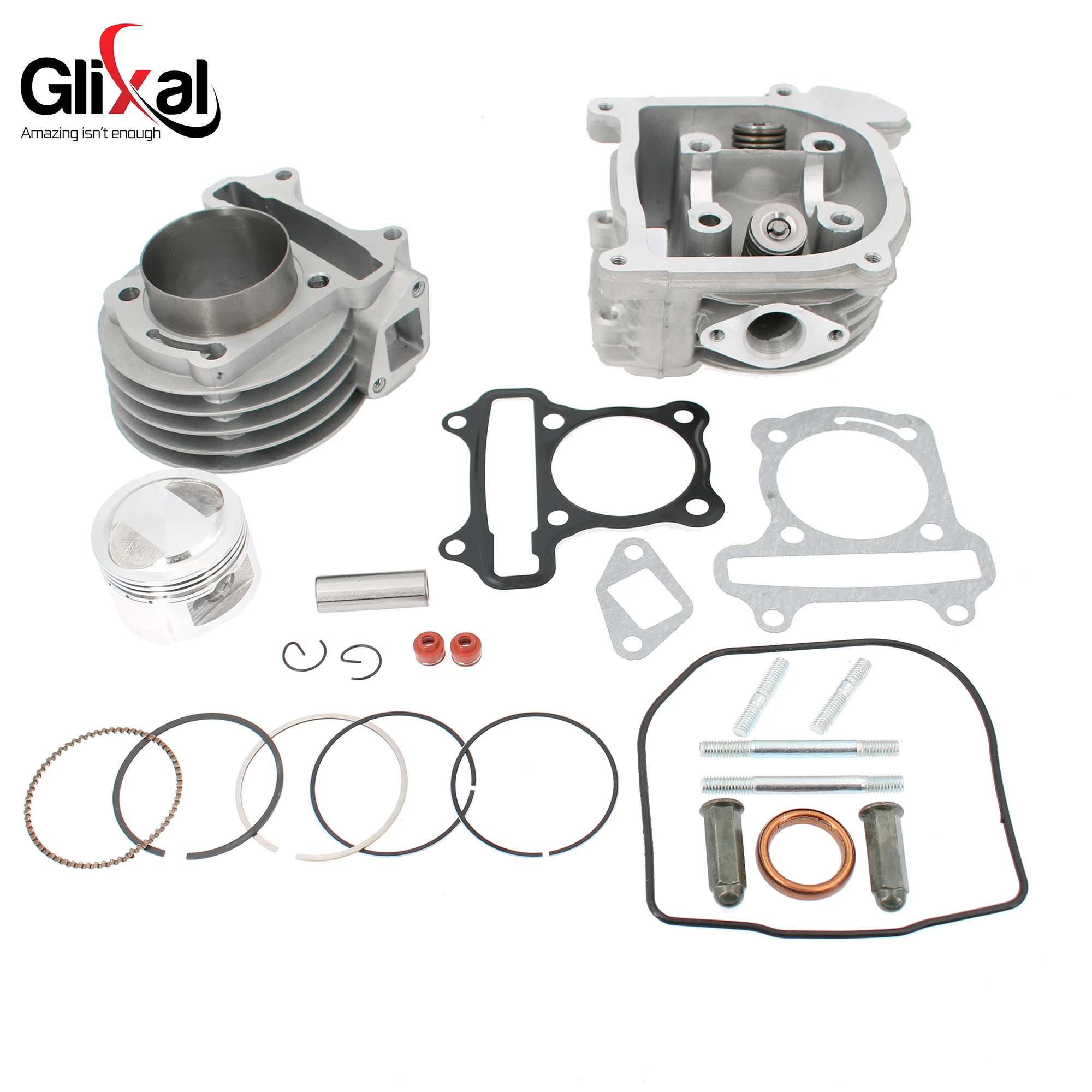 Glixal Gy6 105cc 52mm Big Bore Cylinder Rebuild Kit Cylinder Head Assy