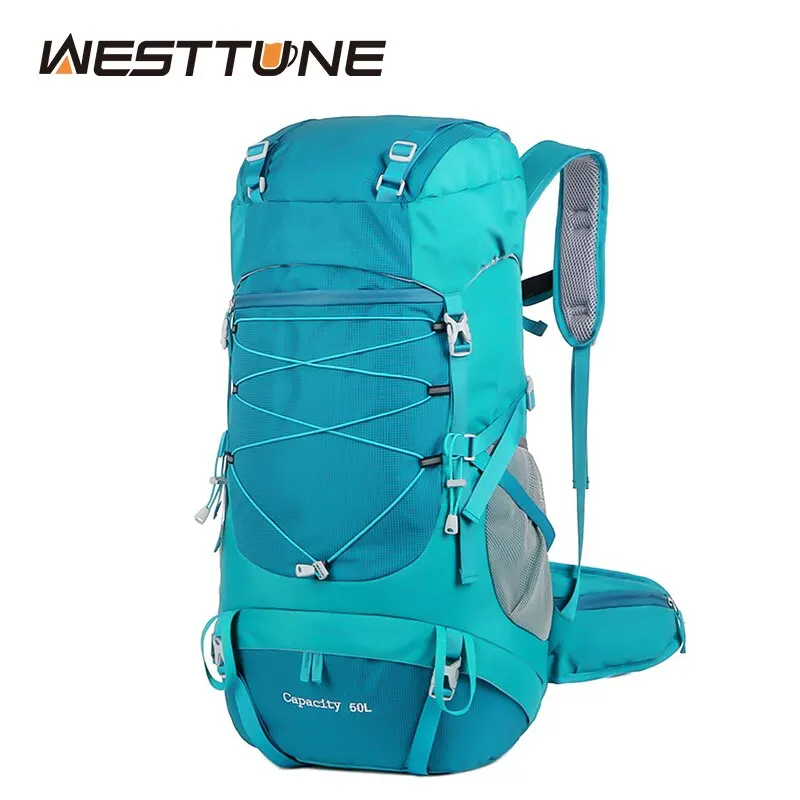 Mountaineering Backpack 50L WESTTUNE with Rain Cover for Travel Trekking Camping