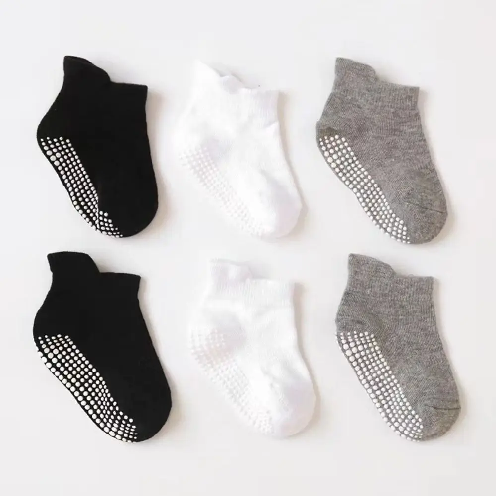 6Pairs New Cotton Baby Solid Socks Non-slip Newborn Kids Tube Sock Short Infant Toddle Walking Socks First Walkers
