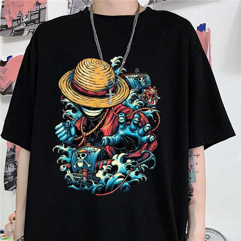 

Hot anime new Luffy cool T-shirt for both men and women anime Harajuku street round neck T-shirt tops