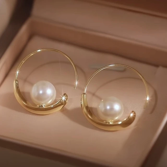 Boucles d'oreilles françaises avec perles artificielles circulaires simples, Niche, Style haut de gamme, boucles d'oreilles polyvalentes