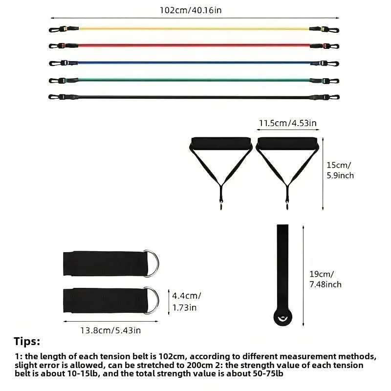 11pcs TPE Resistance Bands Set Resistance Bands with Door Anchor Handles Carry Bag Legs Ankle Straps Exercise Bands Workou resistance bands resistance band resistance strap