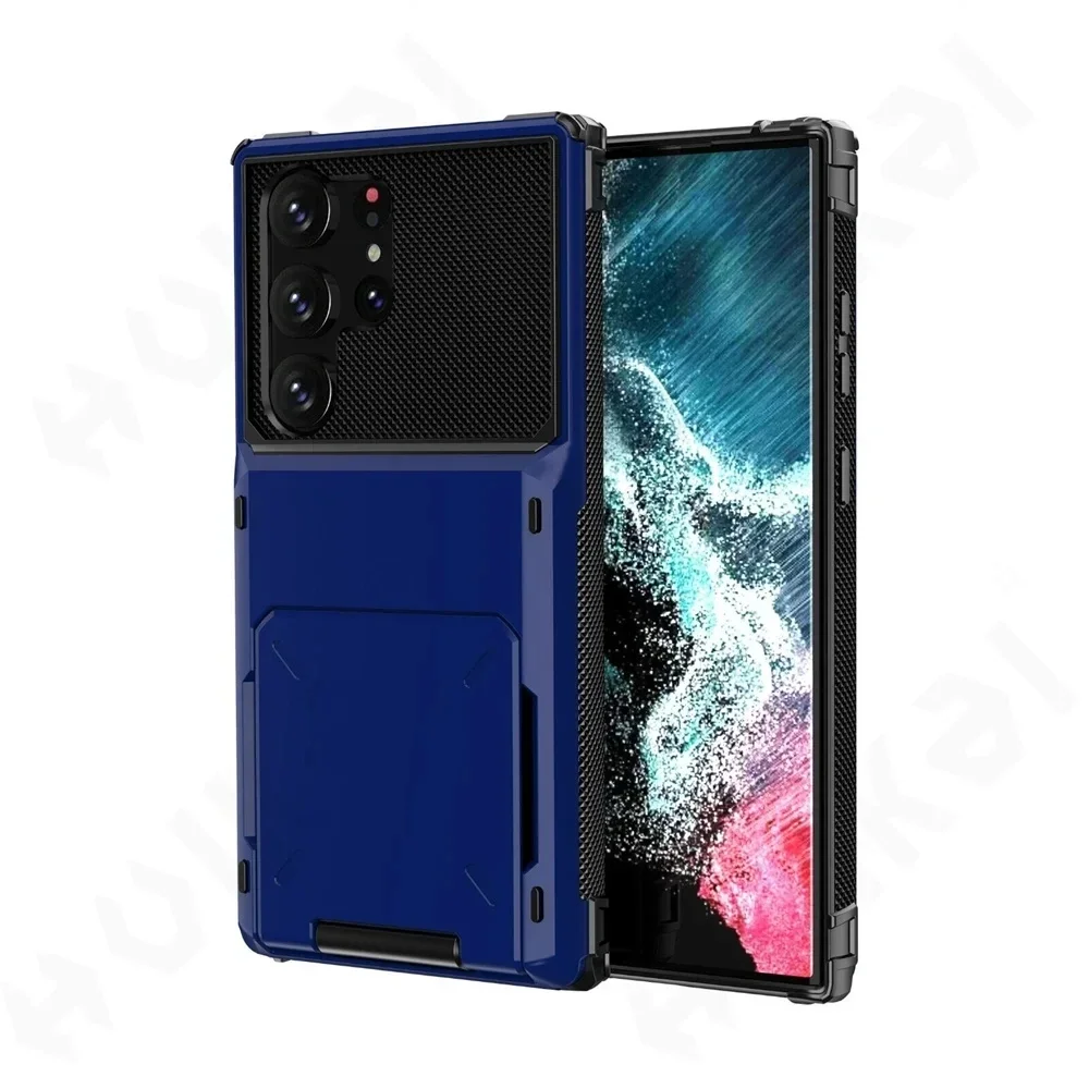 thumbnail image 1 of Card Holder Case For Samsung Galaxy S24 Ultra S23 S22 S21 Note 20 10 S10 Plus Heavy Duty Wallet Hidden Flip Slot Protective Cove, 1 of 5