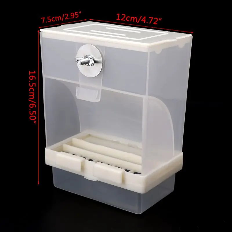 Parakeet Feeder Automatic Clear Dispenser Acrylic Container for Cage No Mess Splash-Proof Easy to Refill M6CE