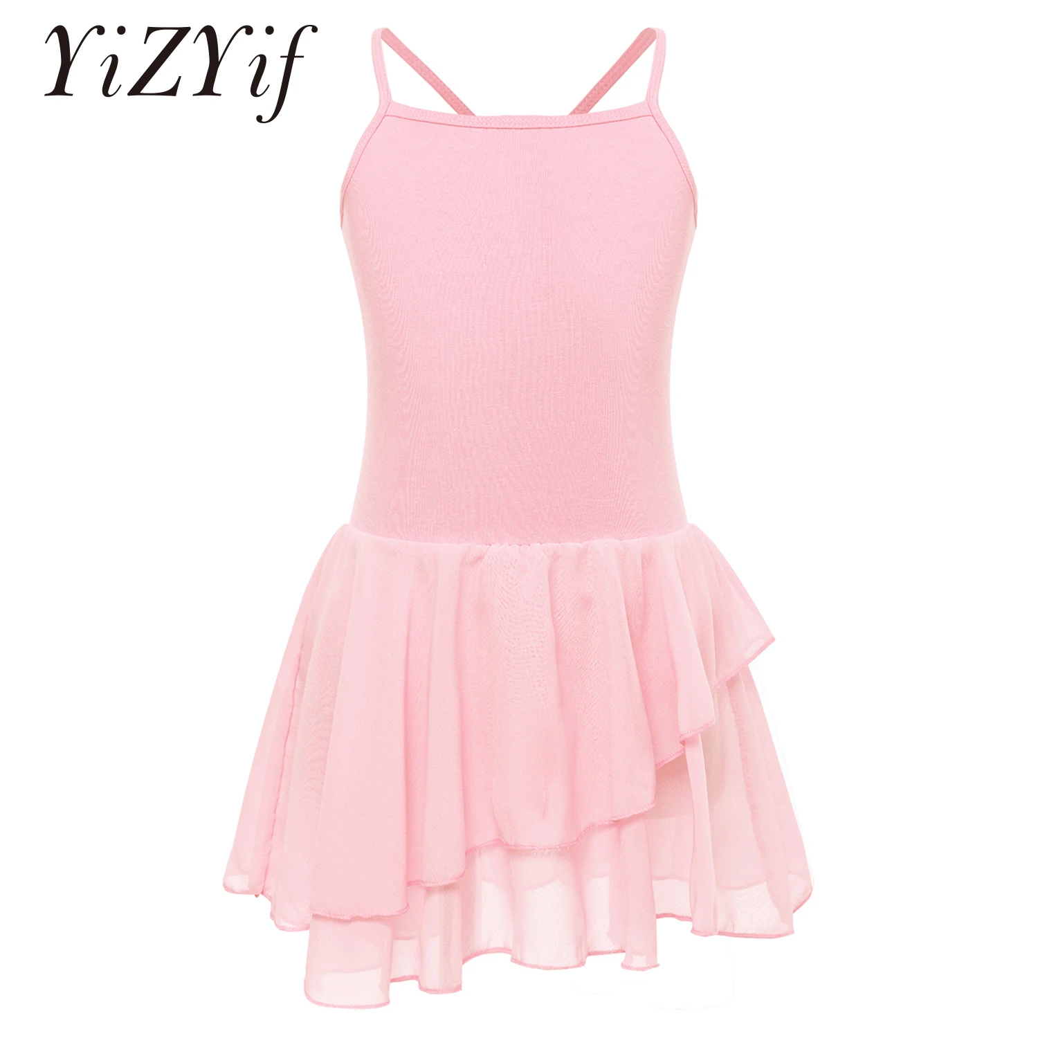 

Ballet Dress Gymnastics Leotards for Girls Kids Sleeveless Ballet Dancewear Ruffle Chiffon Skirts Kids Dance Training Leotards
