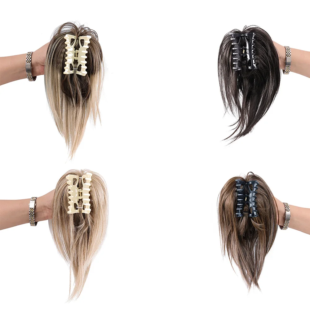Synthetic Messy Bun Hair Piece Claw Clip in Hair Buns Piece for Women Straight Short High Ponytail Extension Tousled Updo messy bun hairpieces