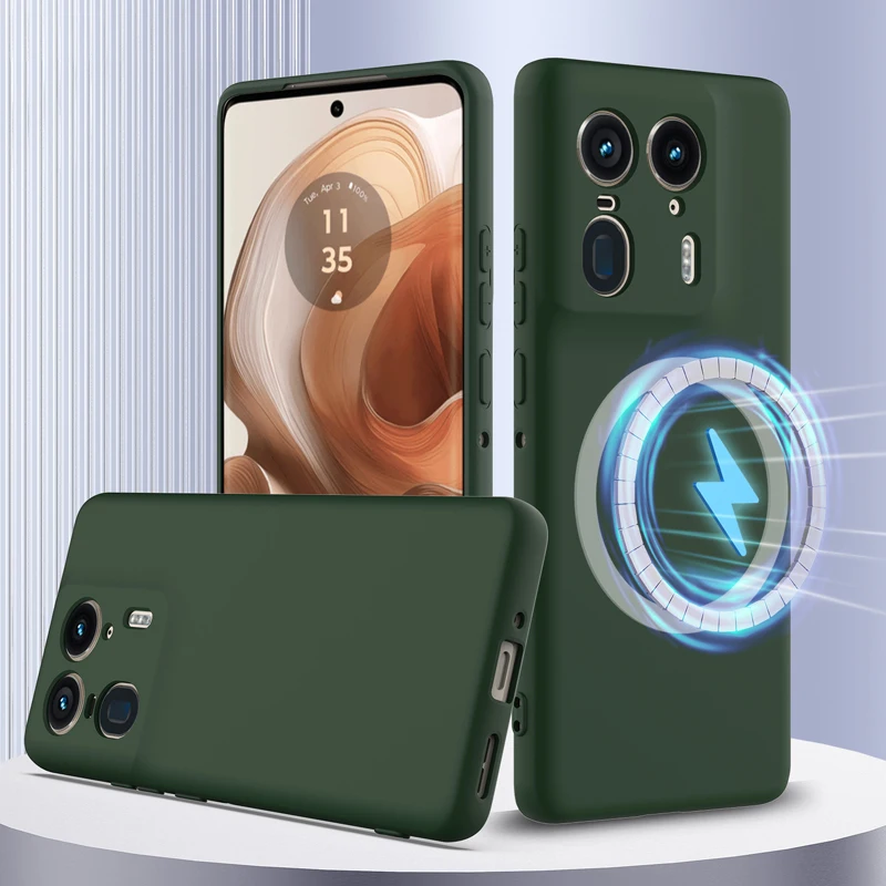 Magnetic Soft Liquid Silicone Strap Case with Microfiber Lining
