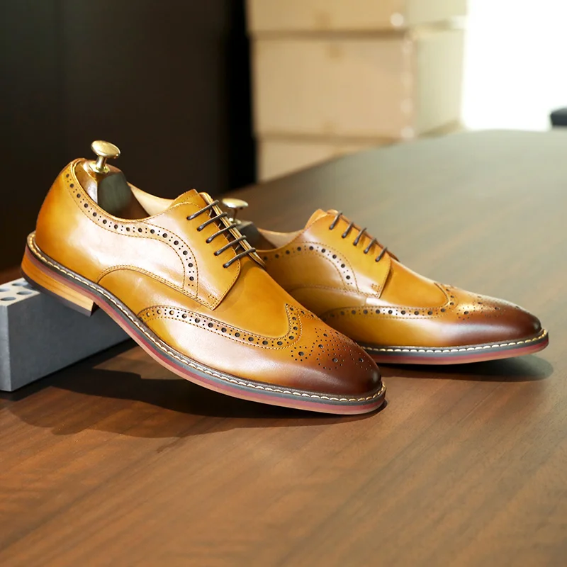 Shoes men's DESAI Business formal British genuine leather leisure derby inner height increase wedding groom