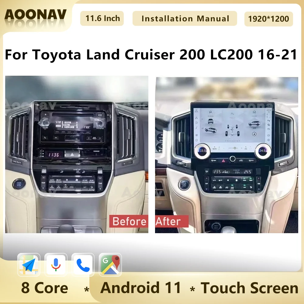 

128G For Toyota Land Cruiser 200 LC200 2016 2017 2018 2019-2021 Android 11 Qualcomm Multimedia Player GPS Navi 4G Wireless Unit