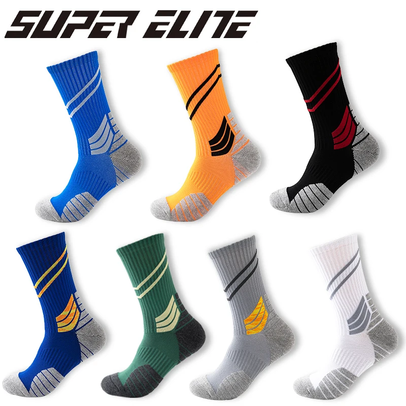 5Pairs Professional Elite Basketball Socks Mens Thicker Stocking Sweat-Absorbent Cycling Socks Sports Football Skateboard Socks