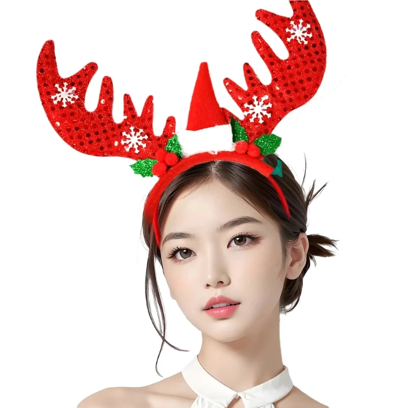 

Kids Headband Fun and Stylish Reindeer Antlers Hair Band for Christmas Party Red H9ED