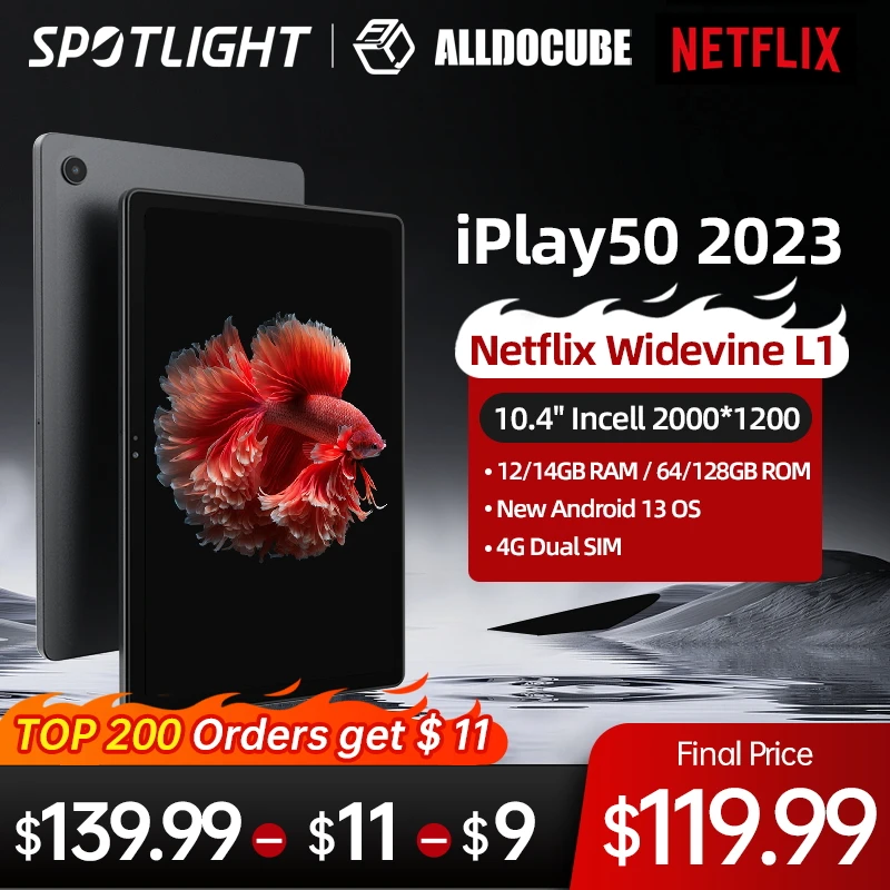 Alldocube iPlay50 2023 10.4 2000*1200 Tablet UNISOC T618 Octa Core Android 13 4/6GB RAM 64/128GB ROM Netflix L1 4G Dual SIM Card - Топ товаров с Али