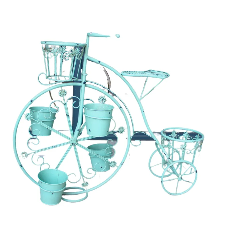 Creative European Indoor Gardening Iron Bicycle Plant Stand Multi-layered Balcony Flower Shelf Floor Type Durable Plant Rack