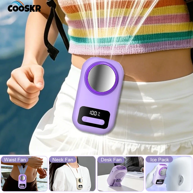 Mini ventilateur portable à clipser sur la taille ou à suspendre au cou, rechargeable, pour le travail en extérieur, les voyages, ventilateur personnel de bureau 1
