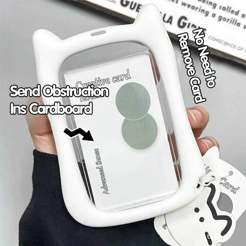 고양이 귀 카드 커버 학생 카드 커버 버스 식사 카드 커버 직장 ID 배지 분실 방지를 위한 브랜드 보호 커버