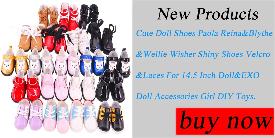 5Cm Doll Shoes Blythe Wellie Wisher Shiny Shoes Velcro&Laces For 14.5 Inch Doll&EXO&Paola Reina Doll Accessories Girl DIY Toys