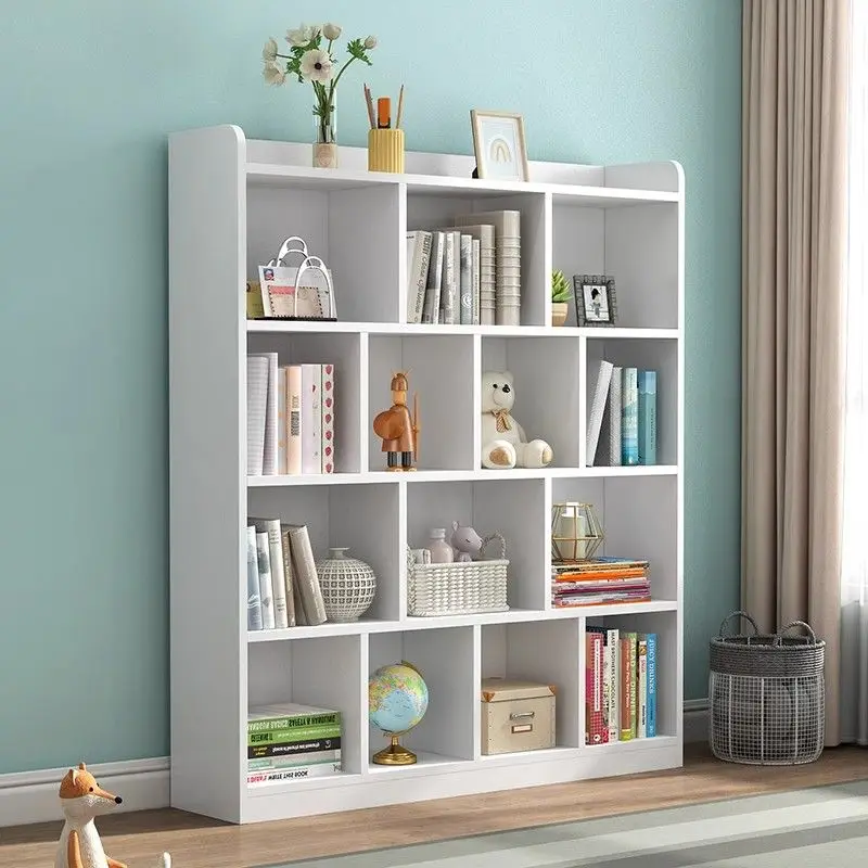 School Bookshelf Floor Shelf Household Living Room Solid Wood Bookshelf Kindergarten Student Storage Cabinet Library