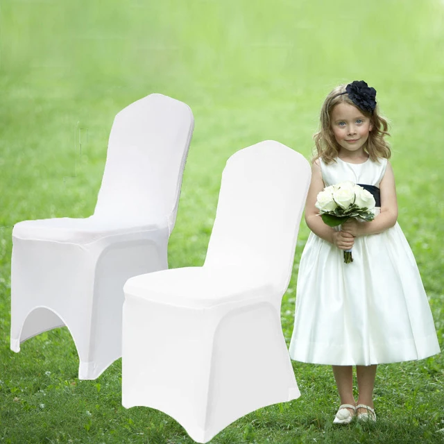 Universal Stretch Spandex Chair Covers, Wedding Party, Banquet, Hotel  Decor, White and Black, 50 PCs, 100