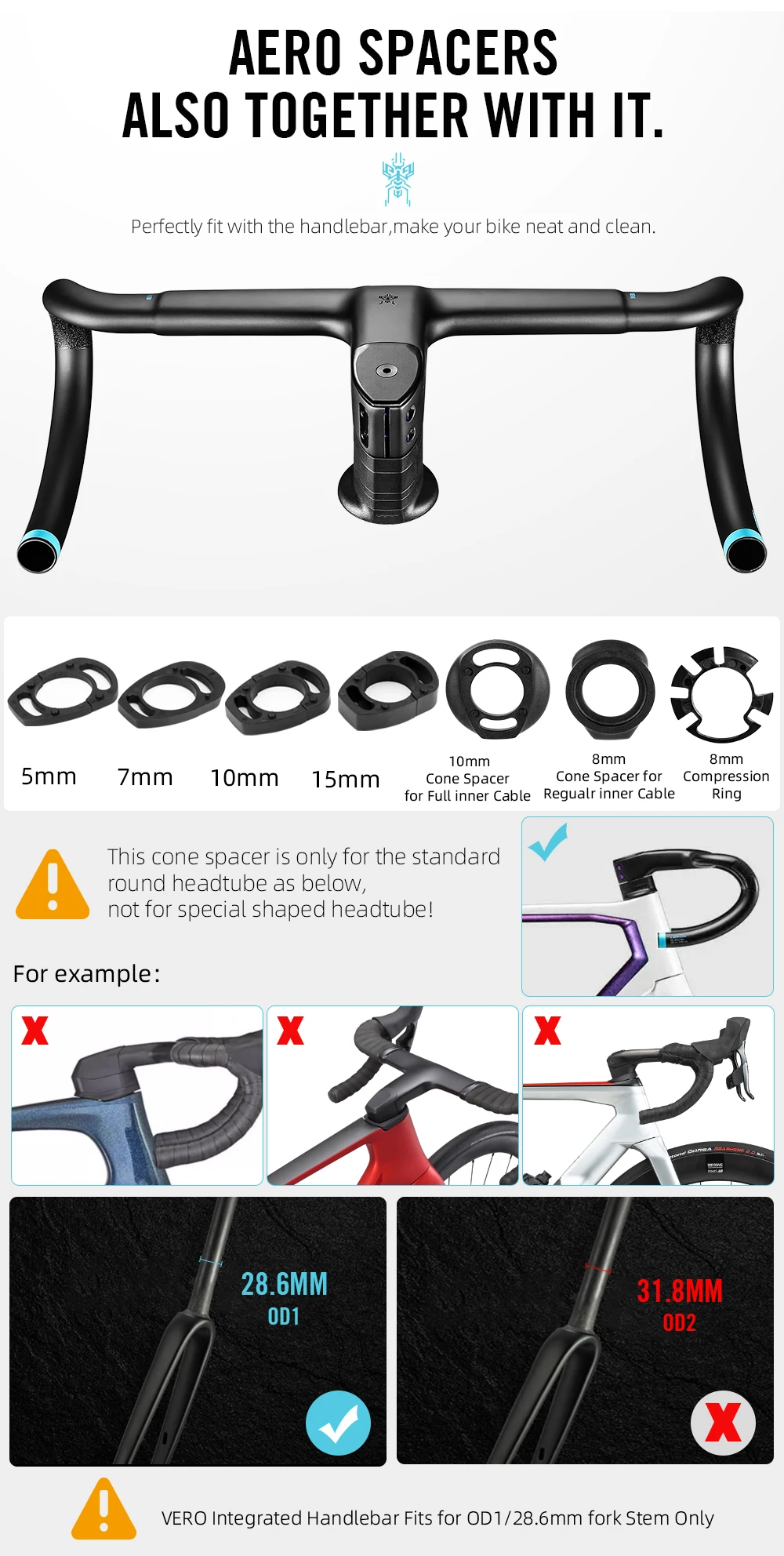 LEXON VERO Integrated Carbon Road Handlebars Full Inner Cable