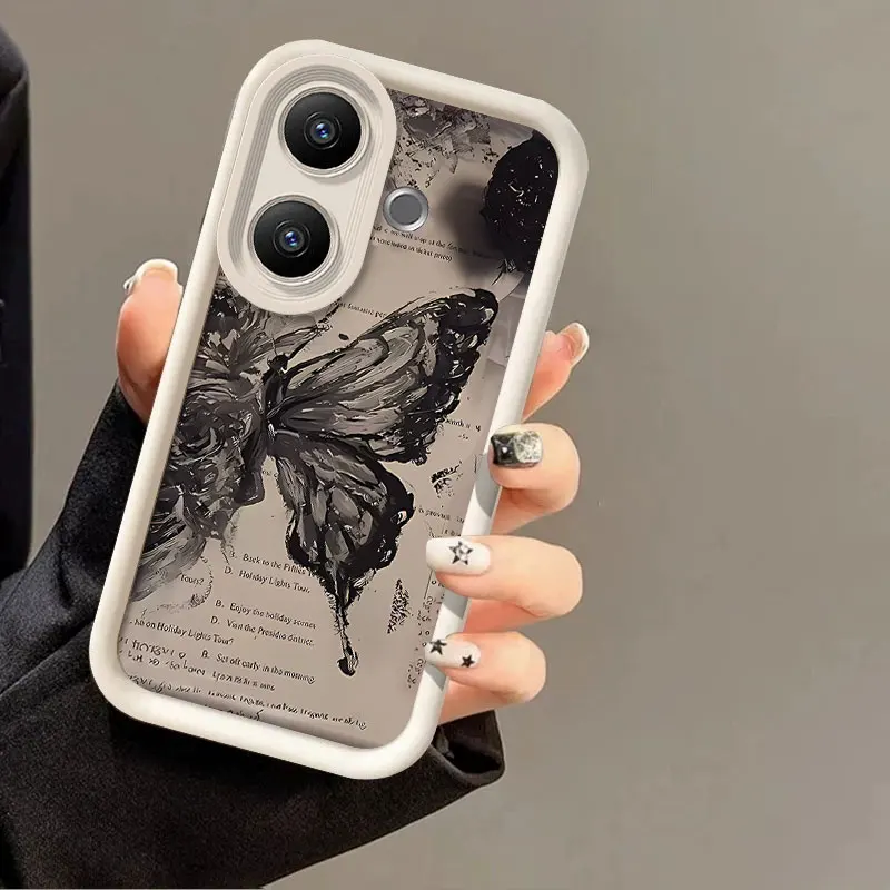 Flexible Silicone Shockproof Case with Scrawl Butterfly Print Pattern