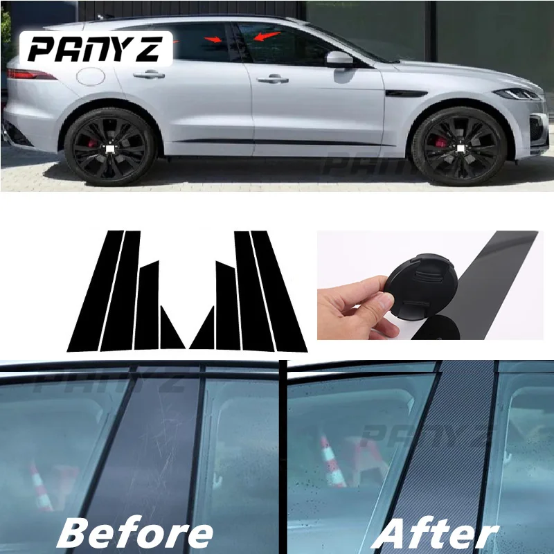 Fit For Jaguar F-Pace-Car Window Trim Cover BC Column Sticker Polished Pillar Posts carbon fibre