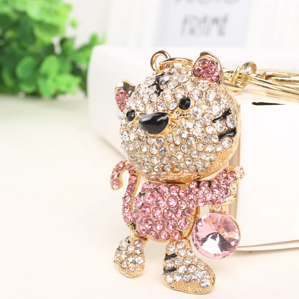 Gioca A Palla Tiger King Portachiavi Con Ciondolo In Cristallo Carino Adorabile