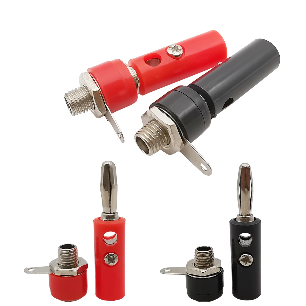 

4mm Banana Male Female Screw Terminal Binding Post Adapter 4mm Banana Plug Jack Panel Mount Socket Terminals Connector Red Black