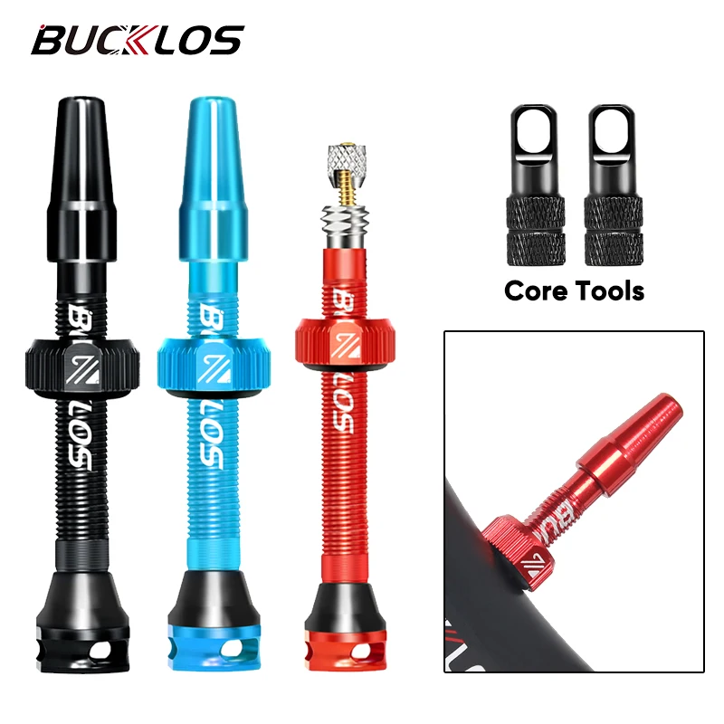 

BUCKLOS Tubeless Valve 2PC Aluminum Alloy Bike Presta Nipples Road MTB Bicycle Air Valve F/V 40MM 44MM 55MM 60MM 65MM 80MM 100MM