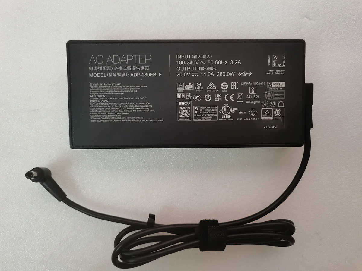 Nuovo Caricatore Adattatore Ca Originale Da 280W 20V 14A Adp-280Eb F 6.0Mm Rev. : A01 Per Laptop Asus Rog Strix G16 G614Ji-As94