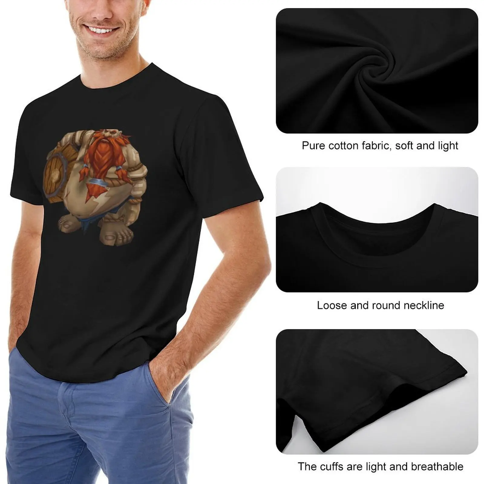 Gragas Heavyweight Men's Cotton Graphic T-Shirt - Custom Short Sleeve Design