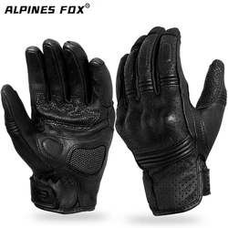 Vintage Gray Waterproof Leather Motorcycle Gloves - Full Finger Protection - M (ERG - 06 Black)