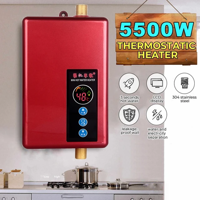 5500W Electric Water Heater Wall Mounted Instantaneous Tankless Water Heater  for Kitchen Bathroom Shower Water Fast Heating 220V - AliExpress