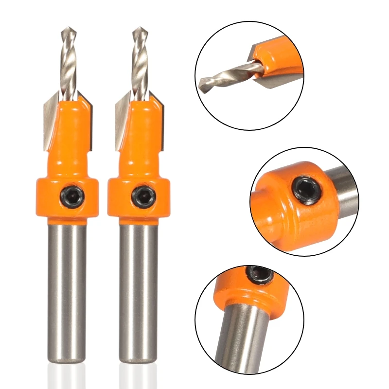 YUSUN  8MM Shank Hss Countersink  Router Bit Screw Extractor Woodworking Milling Cutter For Wood