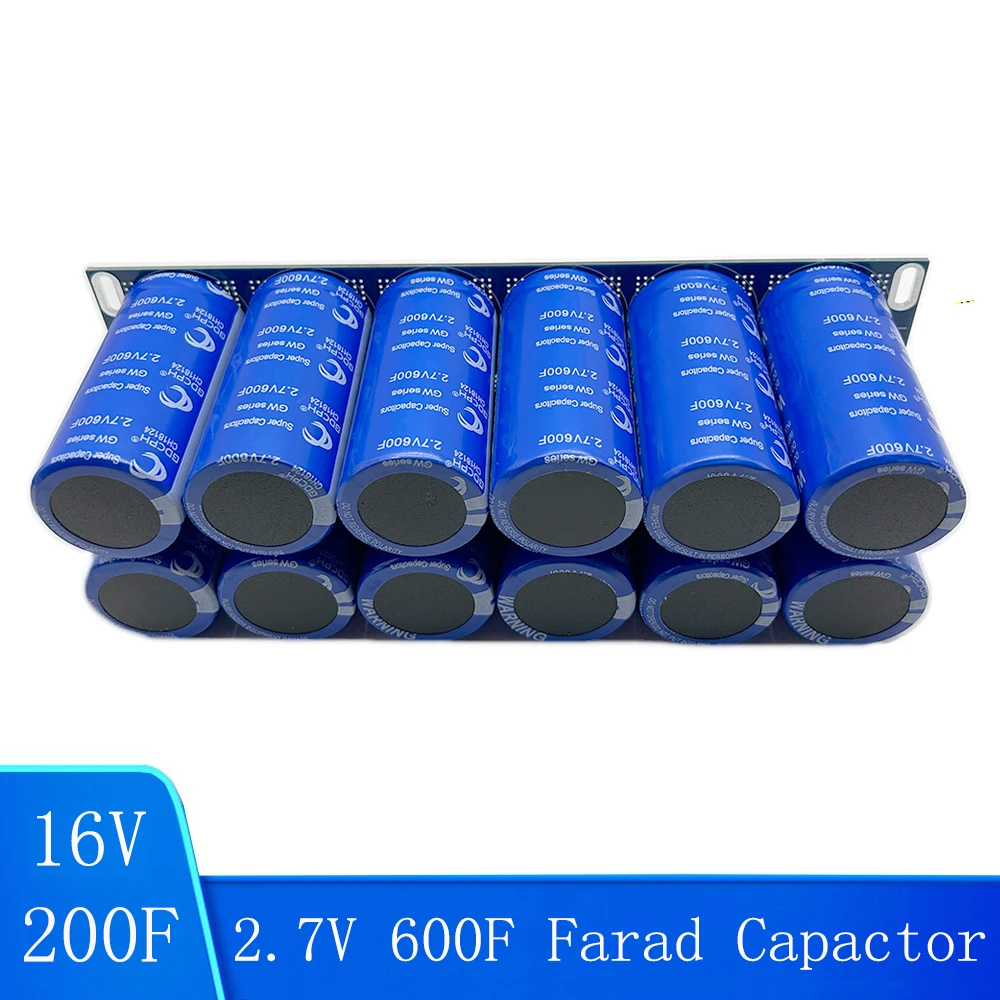 

12PCS/1Set 16V 200F Double Row Farad Capacitor Super Capacitor 2.7V 600F Automotive Super Farad Capacitor Module Starting Power