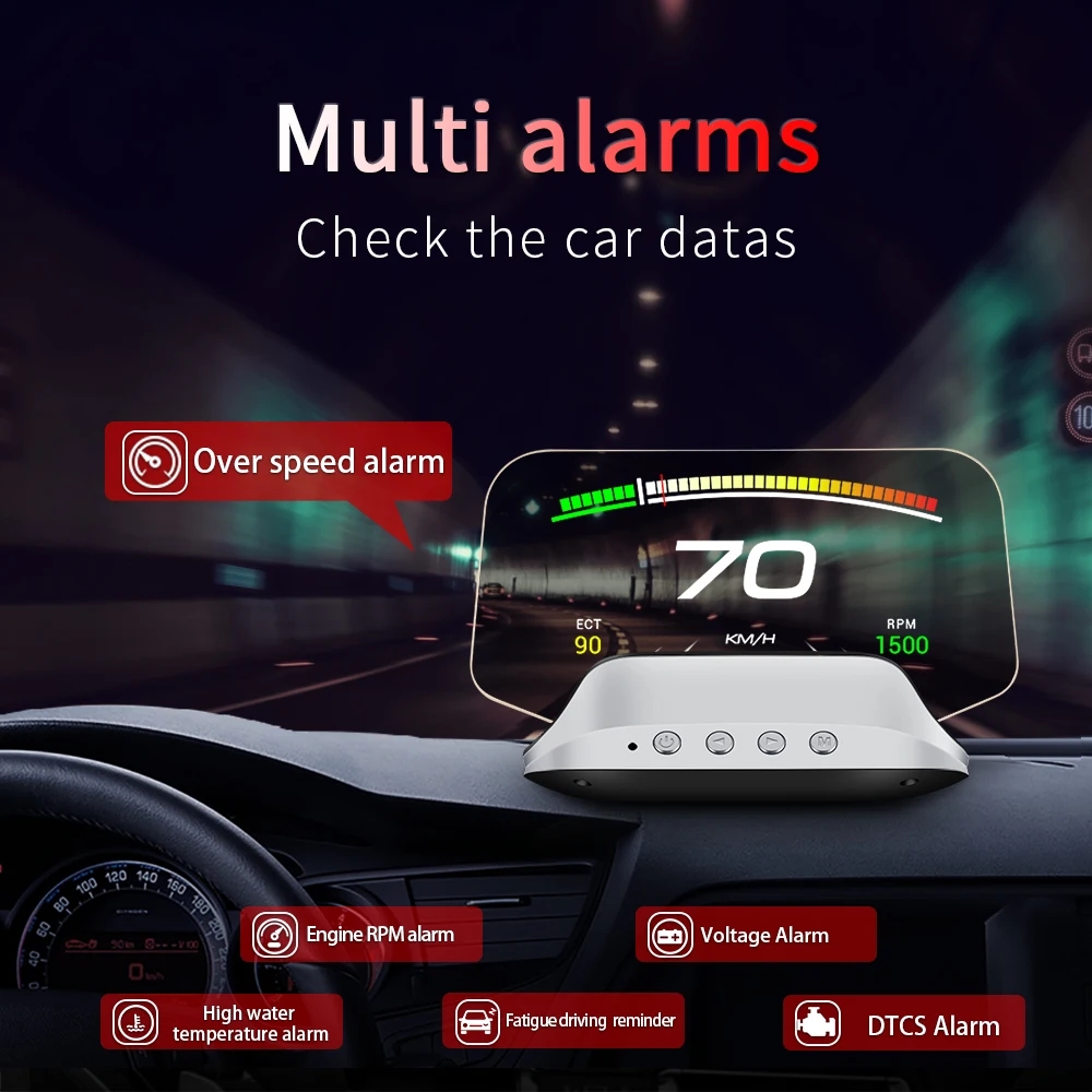 HUD Car C3 OBD GPS Heap up Display HD Smart Navigation Projector for Windshield Obd2 Tachometer On-board Computer Safety Alarm 5