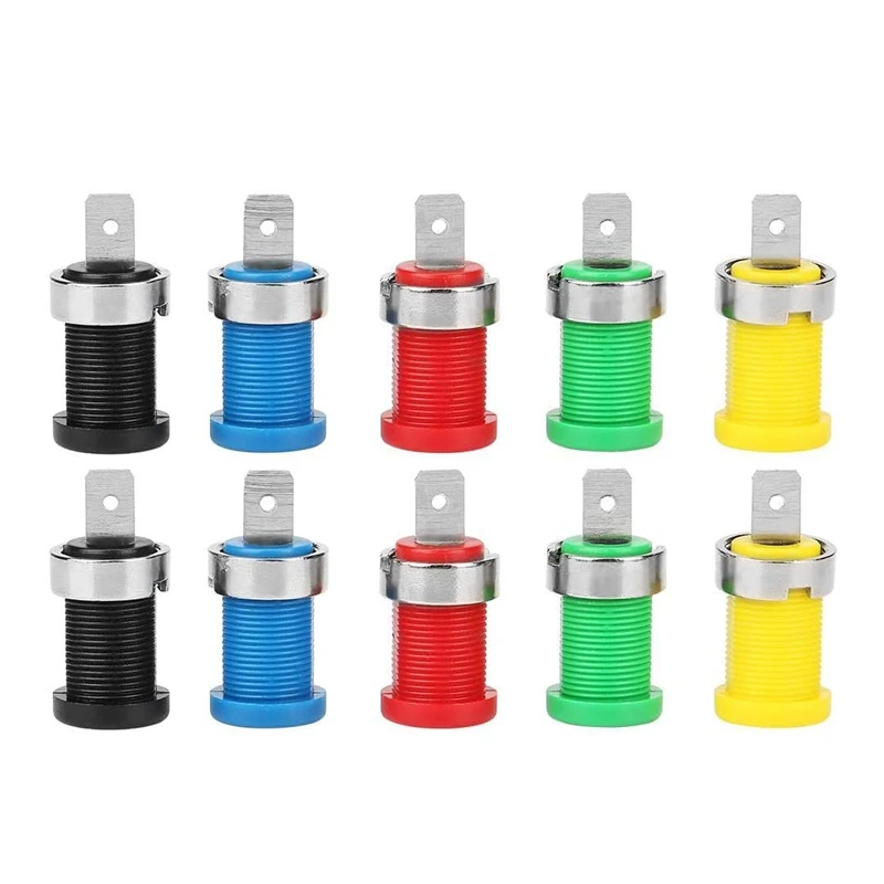 

10 Pcs Banana Socket Jack Mixed Color Banana Plug 4.0MM For Panel Mount Probe Binding Post