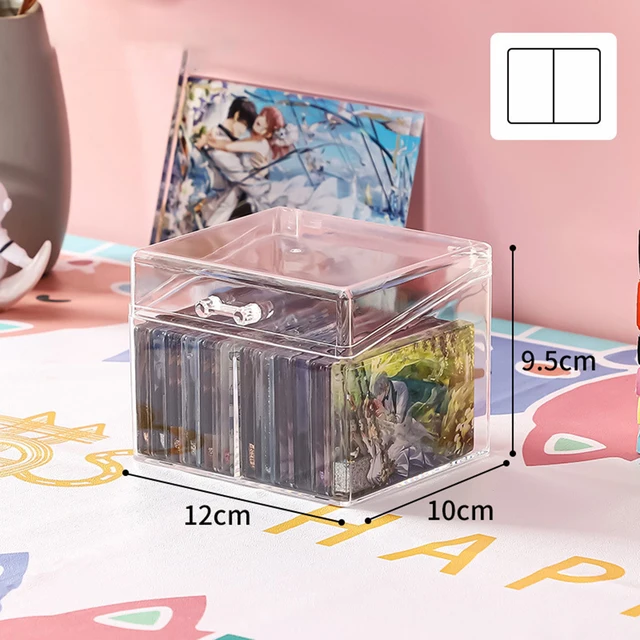 Kpop Photocard Storage Box Transparent Acrylic Photo Card Organizer Compartment Flip Box Card Case Protector Container Korean 6