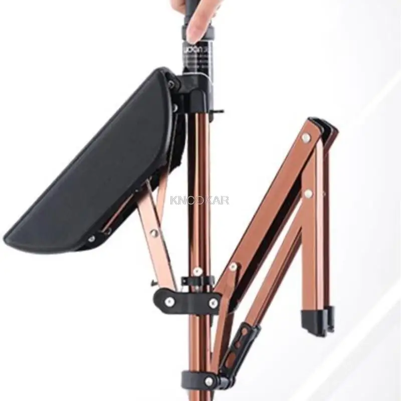 Walking Cane Aluminum Alloy Foldable Walking Cane Stick With Seat Adjustable Elderly Crutch Chair With Stool
