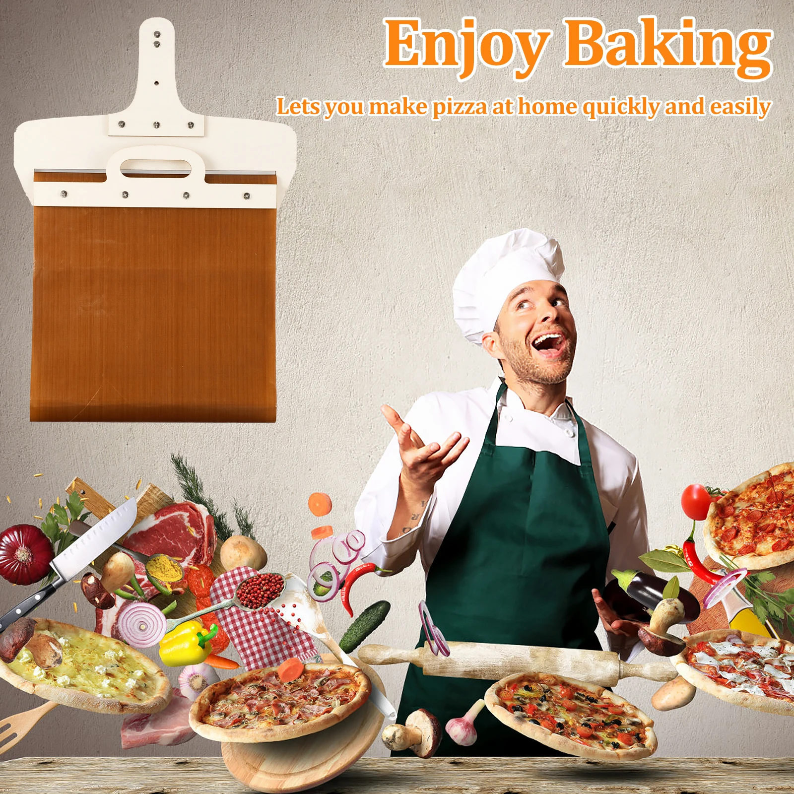 Sliding Pizza Peel Non-Stick Sliding Pizza Shovel with Detachable Wood Handle Effortless to Clean Paddle for Oven
