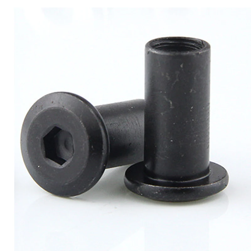 Metal Rivets 10pcs/lot M3 M4 M5 M6 M8 Black Zin Plated Large Flat Hex Socket Head Rivet Connector Insert Joint Sleeve Cap Butt Nut