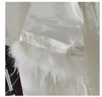 Women FEATHER Bride Bridesmaid Wedding Robe Satin Kimono Bathrobe Gown Nightwear Embroidery Letter Nightgown V-Neck Lingerie - Image 4