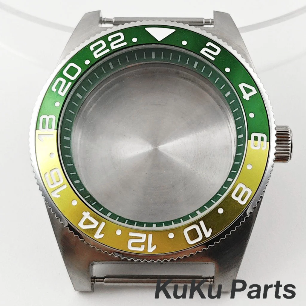 Green Ring GMT Ceramic Bezel Watch Case with 40mm Diameter and 28.5mm Dial Capability