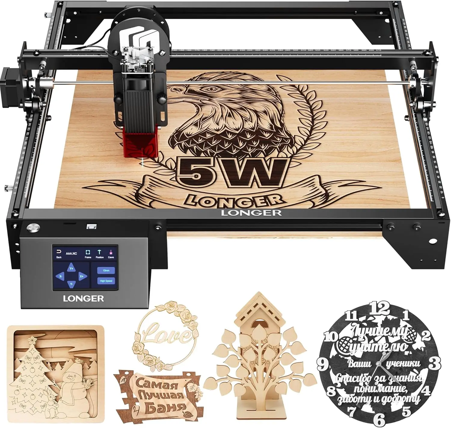 LONGER Laser Engraver Ray5 5W Higher Accuracy DIY Laser Engraving Machine with 3.5" Touch Screen,Offline Usage Laser Cutter,400x