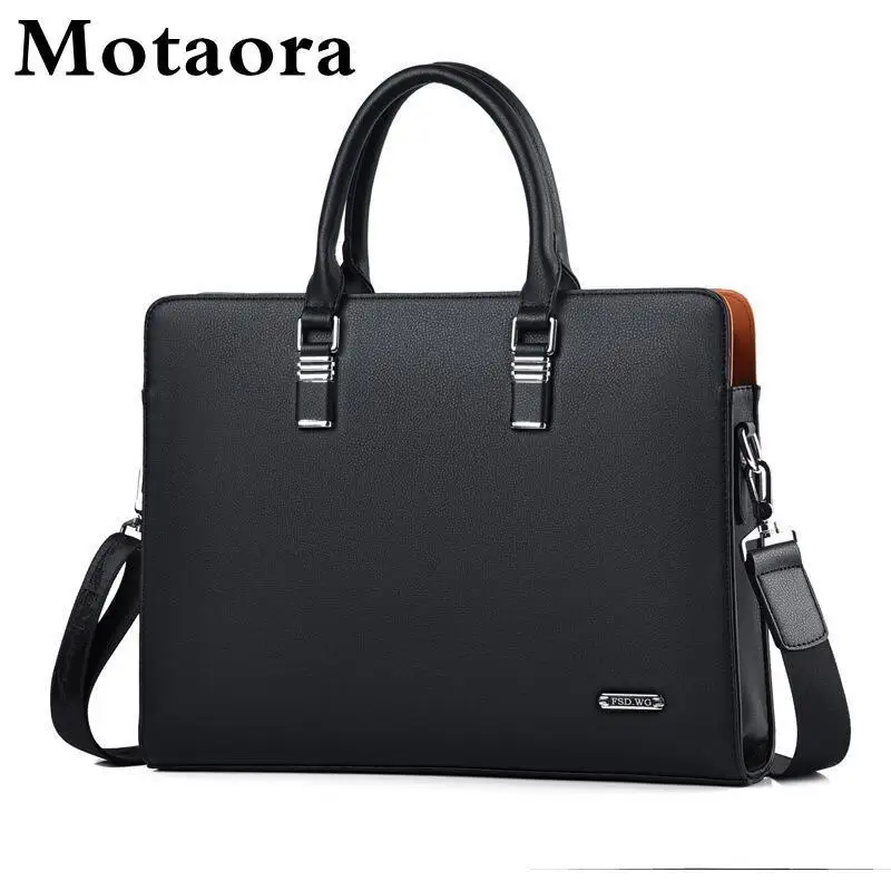 Leather Men Shoulder Bags For Macbook HP DELL 14 15.6 Inch Laptop Work Bag Business Briefcase leather briefcase