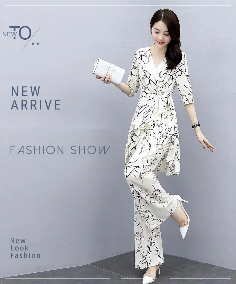 Fashion suit 2023 summer new women's clothing temperament print cool two-piece set_voghion.com