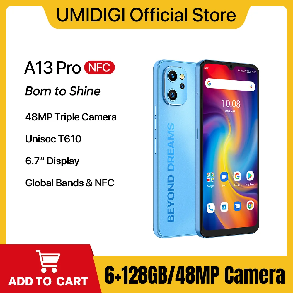 [In Stock] UMIDIGI A13 Pro Android Smartphone NFC 48MP AI Triple Camera 128GB 6.7